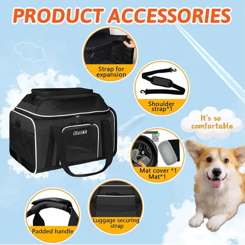 Vista 7 de Petskd Transportador de mascotas expandible superior y lateral de 17 x 11 x 9.5 pulgadas, aprobado por aerolíneas de Alaska, transportador de lados