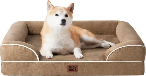 Vista 68 de EHEYCIGA – Cama ortopédica impermeable para perros pequeños, de espuma viscoelástica tipo caja de huevos, con bordes elevados y base antideslizante