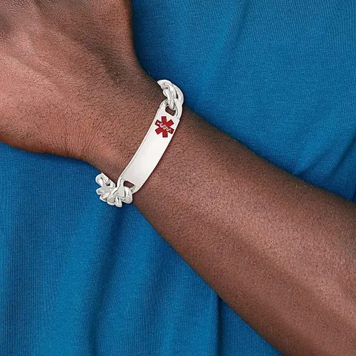 Vista 5 de 925 Sterling Silver Medical Alert Curb Link Id Bracelet 75 Inch Fine Jewelry For Women Gifts For Her