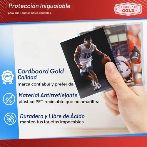 Vista 2 de Cardboard Gold - Top Loaders de 35pt para tarjetas - 250 unidades - Top Loaders premium para tarjetas coleccionables de 3x4 pulgadas - Protege tus