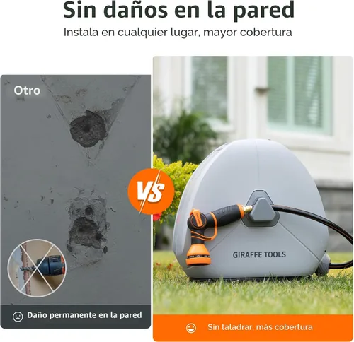 Vista 3 de Giraffe Tools Carrete de manguera retráctil montado en el suelo, 1/2 pulgada x 82 pies, carrete de manguera de jardín de rebobinado automático