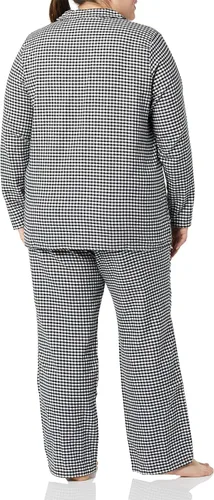 Vista 4 de Tienda Essentials Conjunto de pijama de franela de manga larga con botones frontales para mujer