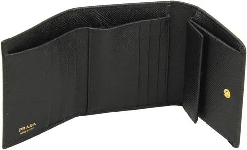 Vista 2 de Prada Negro Saffiano piel tri-fold portafolios 1mh176Nero