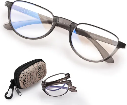 Vista 8 de Gafas de Lectura Plegables para Mujeres y Hombres Portátiles con Filtro de Luz Azul Anteojos de Lectura Compactos con Estuche con Cremallera