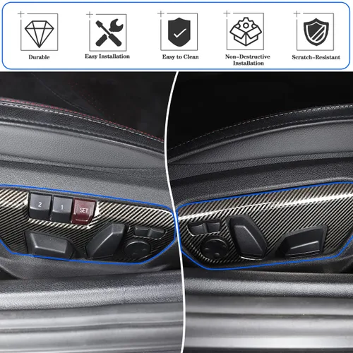 Vista 4 de Ajuste para Toyota Supra GR A90 A91 MK5 2018-2022 Ajuste de asiento Botón de ajuste de la cubierta del panel, marco de decoración del panel