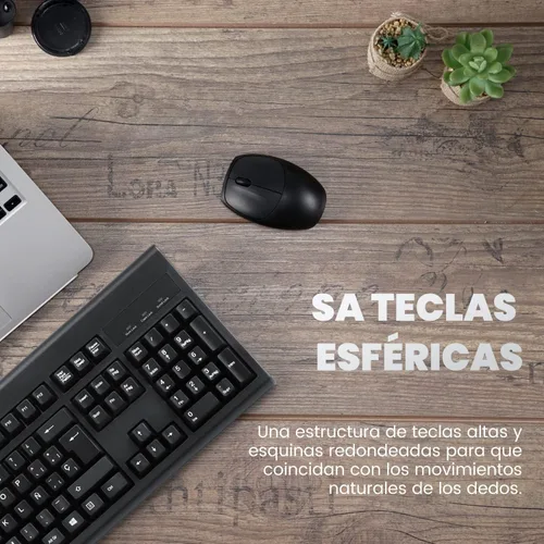 Vista 5 de Perixx PERIBOARD-106B ES Teclado USB Inglés - Alto Rendimiento - Teclas más Altas - Tamaño Completo con Teclado Numérico - Negro - QWERTY Español