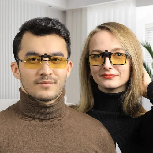 Vista 6 de Gafas de sol con clip de TERAISE 2-PCSDayNight Vision UV400 Flip-Up