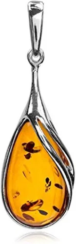Vista 2 de Ian and Valeri Co. Amber Sterling Silver Drop Pendant Necklace 18 inches