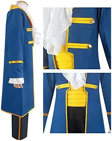 Vista 4 de LILLIWEEN Disfraz de la bestia de la bella de la sirvienta Dan Stevens para Halloween, cosplay, disfraz de aristócrata para hombre