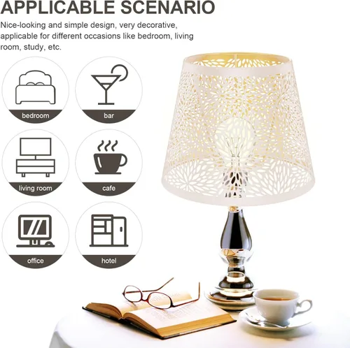 Vista 8 de Pantalla de lámpara de metal, sombra de árbol de hierro, sombra de lámpara E27, clip en la mesa, pantalla hueca, accesorios de luz para lámpara