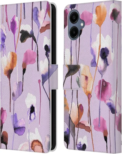 Vista 49 de Head Case Designs Officially Licensed Ninola Abstract Poppies Lilac Floral Leather Wallet Case Compatible with Samsung Galaxy A07 4G