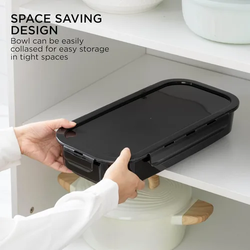 Vista 2 de COOK WITH COLOR Tazón Plegable para Rebozar - Recipiente Agitador para Rebozar Sin Ensuciar - Ideal para Pescado Frito, Pollo Frito, Aros de Negro