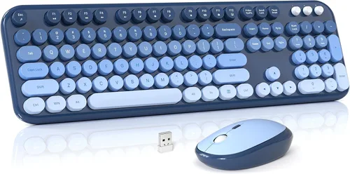 Vista 8 de MOWUX - Combo de teclado y mouse inalámbricos para Windows, teclado inalámbrico externo de tamaño completo 2.4G, mouse compacto, 8 teclas multimedia