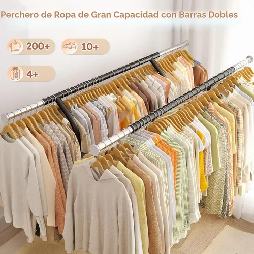 Vista 2 de Raybee - Perchero de 74 pulgadas de ancho, 630 libras, barras dobles resistentes, tamaño ajustable