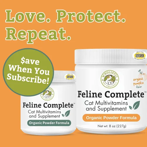 Vista 9 de Wholistic Pet Organics Feline Complete Organic Pumpkin - 4 onzas - Multivitamínico y probiótico en polvo para gatos - Alimento natural para gatos