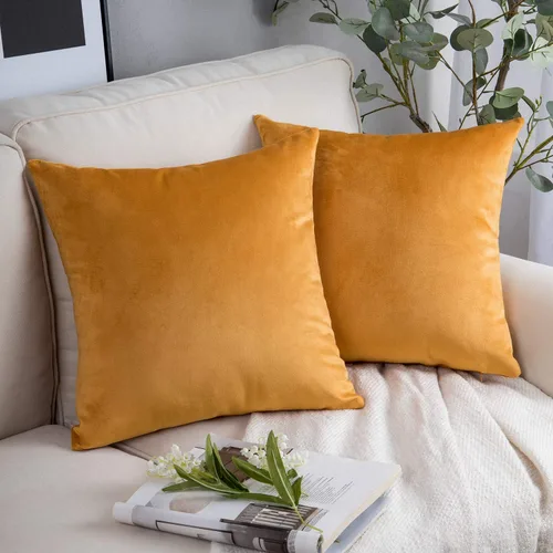 Vista 26 de Phantoscope Paquete de 2 fundas de almohada decorativas de terciopelo suave y cuadrado para sofá, color beige, 18 x 18 pulgadas, 17.7 x 17.7 in