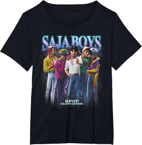 Vista 4 de Kpop Demon Hunters Camiseta Saja Boys Heartthrob con licencia
