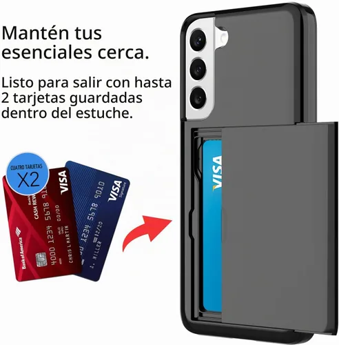 Vista 2 de Funda tipo cartera para Samsung Galaxy S22 con ranura para 2 Negro