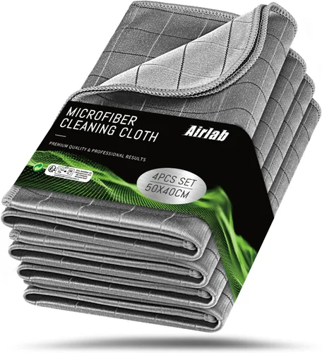Vista 13 de Airlab - Toallas de microfibra para coche, paño de limpieza para secado, color negro y gris Thick Plush Auto Detailing Super Absorbent for