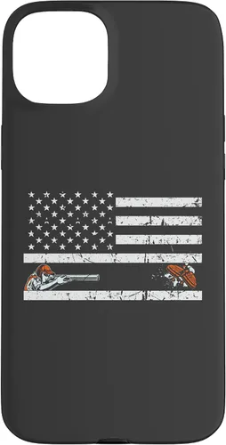 Vista 9 de Funda para iPhone 16 Orgullosa Bandera Americana Retro - Skeet Trap Clay Shotgun Shooting Case