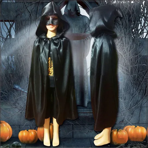 Vista 2 de Capa de brujo con capucha de Halloween, capa de vampiro, capa de bruja, varita mágica