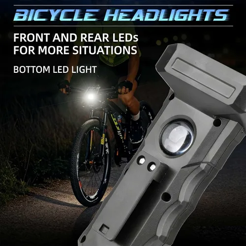 Vista 2 de Nuevas luces LED para bicicleta recargables, faro de bicicleta súper brillante, 6 modos tipo C recargable para bicicleta, luces impermeables