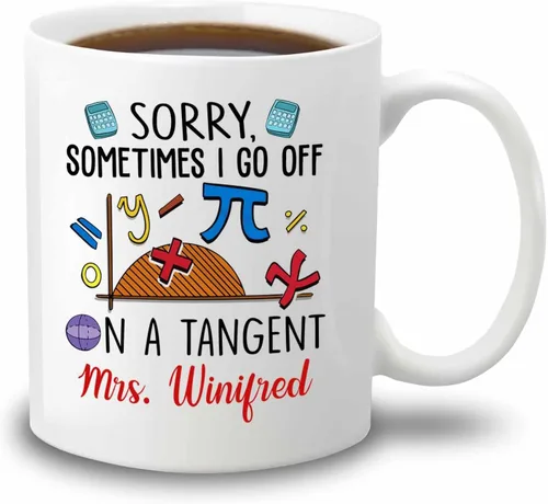 Vista 9 de Taza de cerámica blanca personalizada con nombre "A Day Without Math Is Like Just Kidding I Have No Idea", taza de café personalizada