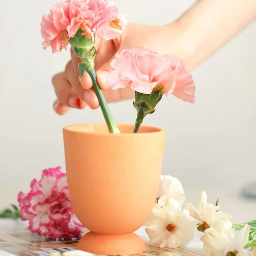 Vista 6 de BOOWAN NICOLE Vasijas de vela de cemento molde de silicona DIY hecho a mano tarro de vela de hormigón que hace la forma europea casa flor maceta