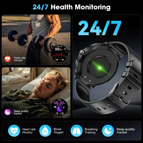 Vista 3 de Reloj inteligente, reloj inteligente AMOLED de 1.75 pulgadas para hombres y mujeres (respuesta/hacer llamadas), rastreador de actividad física
