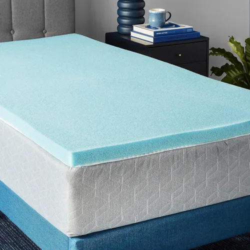 Vista 15 de Amazon Basics Cubrecolchón tamaño individual, infusión de gel refrescante, certificado CertiPUR-US, 2 pulgadas, azul