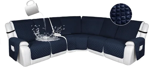 Vista 80 de HDCAXKJ Fundas de sofá seccional reclinable 100% impermeable, forma de L, funda de sofá reclinable lavable acolchada suave para mascotas, perro