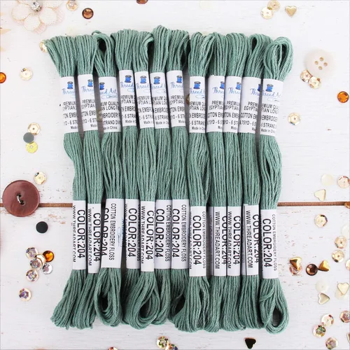 Vista 28 de 12 madejas ThreadArt Premium de hilo de bordar de algodón egipcio de fibra larga Gris antiguo 6 hilos divisibles de 8.75 yardas cada uno
