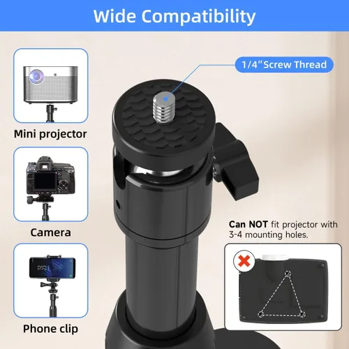 Vista 5 de suptek Soporte para proyector giratorio de 360°, altura ajustable de 36.6-48.8 pulgadas, soporte de montaje para mini proyector, compatible