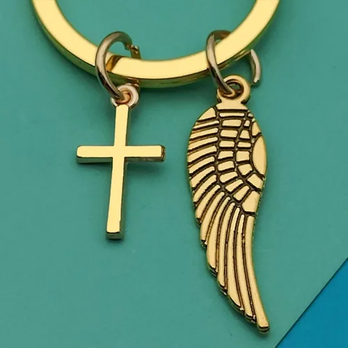 Vista 3 de Dabihu Llavero cristiano de regalo para mujeres y hombres, joyería religiosa, regalos de primera comunión, regalos de bautismo, llavero de versículo