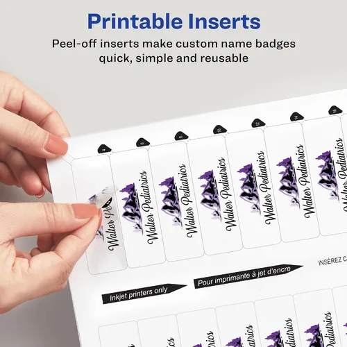 Vista 3 de The Mighty Badge by Avery, 1" x 3" Inserts for Name Tags, 100 Clear Inserts for Inkjet Printers Only (71209) (Pack of 10)