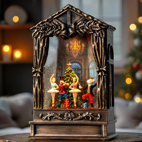 Vista 10 de Globo de nieve de Navidad con agua brillante de muñeco de nieve con música y temporizador, linterna iluminada con pilas para regalos de decoración