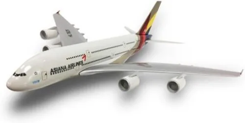 Vista 4 de ZEZEFUFU Simulación 1:400 Asiana Airlines A380 Avión Metal Avión Modelo para Colección Regalo Aviación Ciencia Exposición