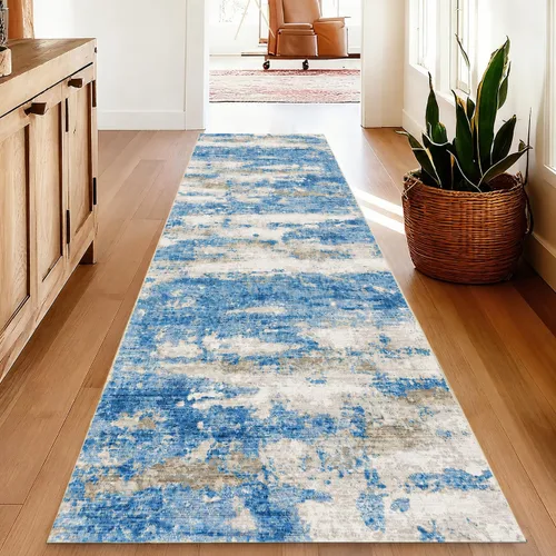 Vista 23 de Alfombra de pasillo lavables de 2 x 5, moderna alfombra abstracta para corredor, alfombra de pasillo de cocina ultrafina con respaldo
