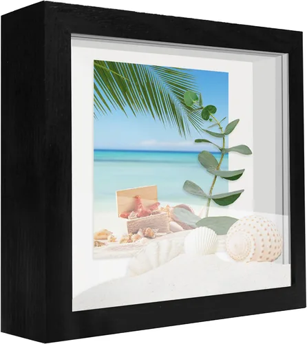 Vista 9 de Marco expositor 4x6 tipo shadow box, de madera con plexiglás, caja expositora para objetos de interés, medallas, manualidades, entradas y fotos