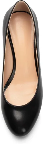Vista 5 de Mettesally Zapatos de tacón de gatito para mujer, punta redonda y cerrada, tacones medios, zapatos de vestir clásicos para uso diario