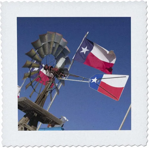 Vista 2 de 3dRose Texas, Panhandle, Amarillo Old Water Pump, Flags - US44 WBI0069 - Walter Bibikow 6x6 inch Quilt Square