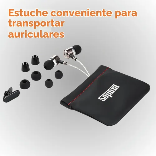 Vista 12 de Sephia SP3060VC - Auriculares con cable y micrófono, auriculares intrauditivos con graves profundos y aislamiento de ruido, controladores de 10mm
