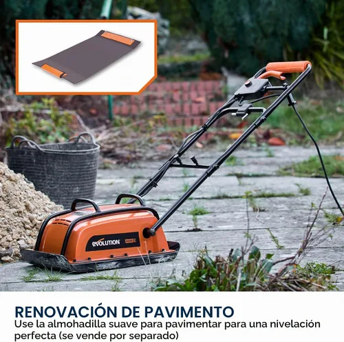 Vista 11 de Placa Compactadora Eléctrica Evolution Hulk - Ideal para Nivelar Pavimento, Preparación de Terreno de Césped Artificial, Patio, Bloques, Arena