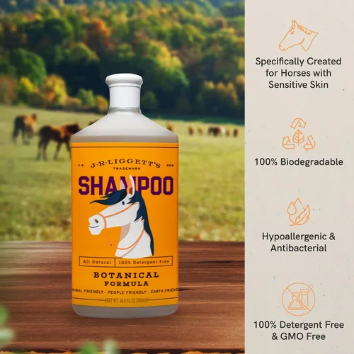 Vista 6 de J·R·LIGGETT'S Champú líquido de caballo botánico para pieles sensibles Fórmula de champú biodegradable hipoalergénico para caballos 100%