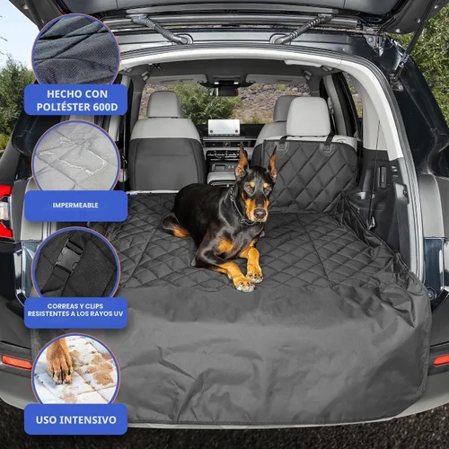 Vista 3 de 4Knines Forro de Carga Dividido para SUV – Para Perros y Mascotas, Resistente, Alfombrilla Impermeable para Maletero y Cubierta de Carga – Se Adapta