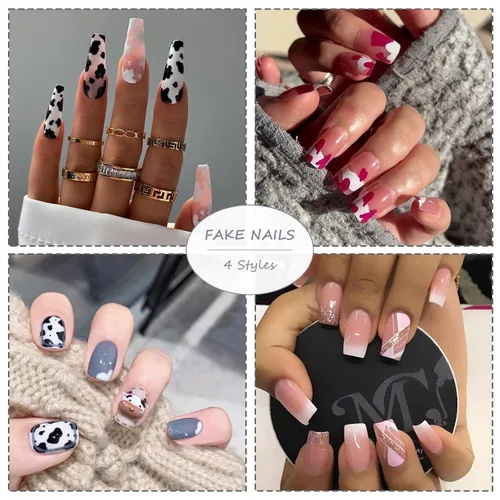 Vista 6 de BABALAL Uñas con diseño, de uñas con pegamento para mujeres y niñas