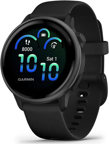 Vista 2 de Garmin 010-02985-00 VIVOACTIVE 6 Reloj inteligente para salud y fitness con GPS, color negro con banda de silicona, paquete con 2 años de protección