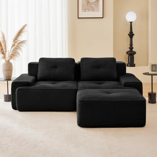 Vista 30 de Sofás modulares sin hueso de 152.8 pulgadas para sala de estar, sofá modular con diván en forma de L, cómodo asiento profundo tapizado de tela