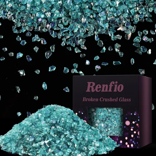 Vista 33 de Renfio Juego de purpurina de vidrio triturado roto de 32 colores, 22.57 onzas, fragmentos de purpurina de 2 a 0.157 in, chips de vidrio metálico