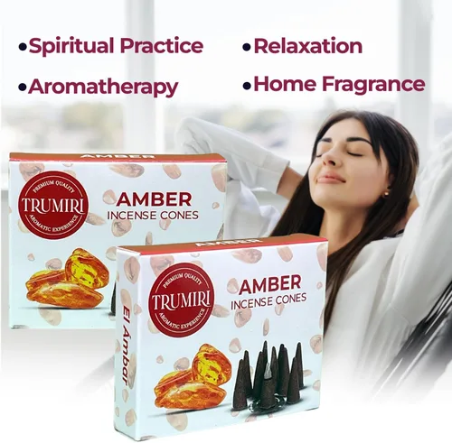Vista 3 de TRUMIRI Incienso ámbar – Paquete de 20 conos (2 x 10) – Incienso de cono perfumado